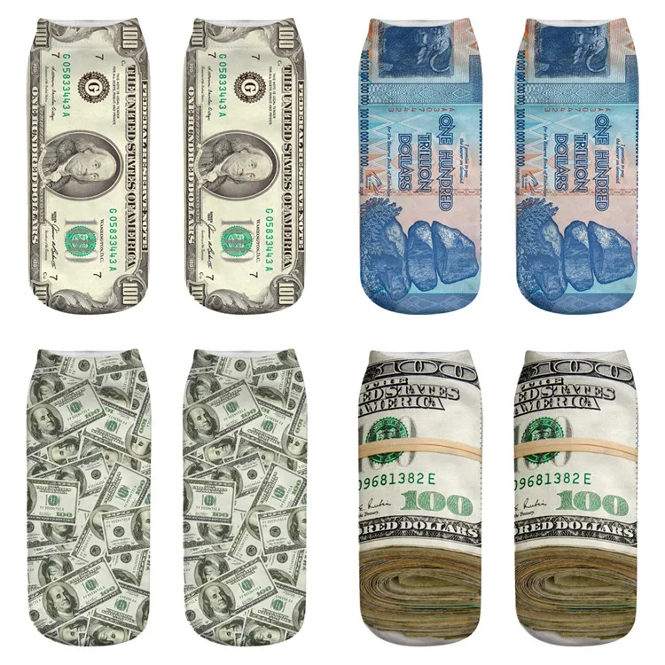 China Supplier Personalized US Dollar Money High Quality  3D Customized Socks