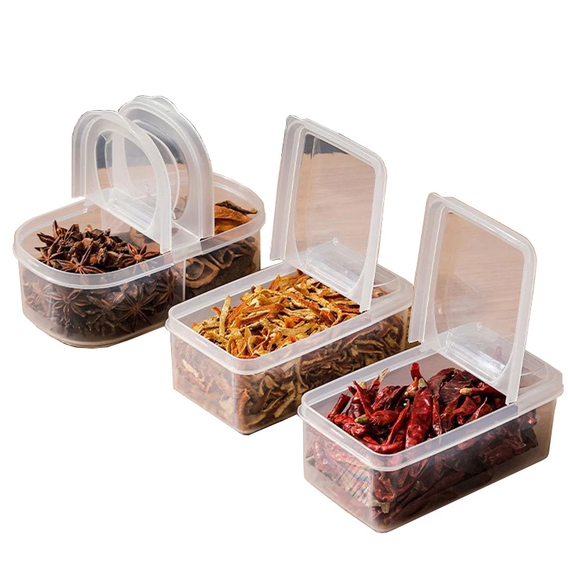 Комбинированный ящик для приправ, кухонный разделитель, органайзер для хранения, герметичная коробка для приправ, раскладушка для специй, раздельная двойная крышка