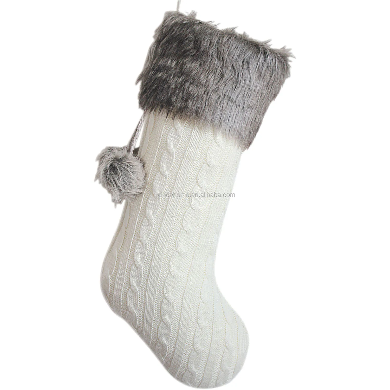 Cable Knit Christmas Gifts Socks/Christmas Decoration/ Knitting with Faux Fur Cuff Christmas Stockings