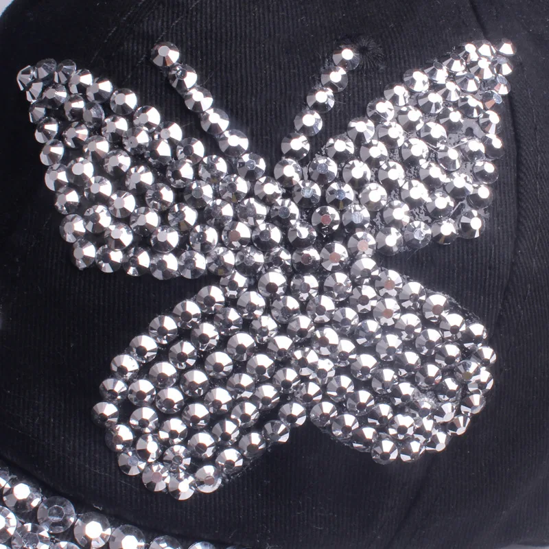 2022 New Stylish Butterfly Rhinestone Sport Caps  Luxury Women Baseball Hat