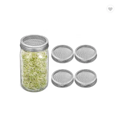 wide-mouth soybean sprout sprouting glass mason jar with Stainless Steel sprout lid & metal stand