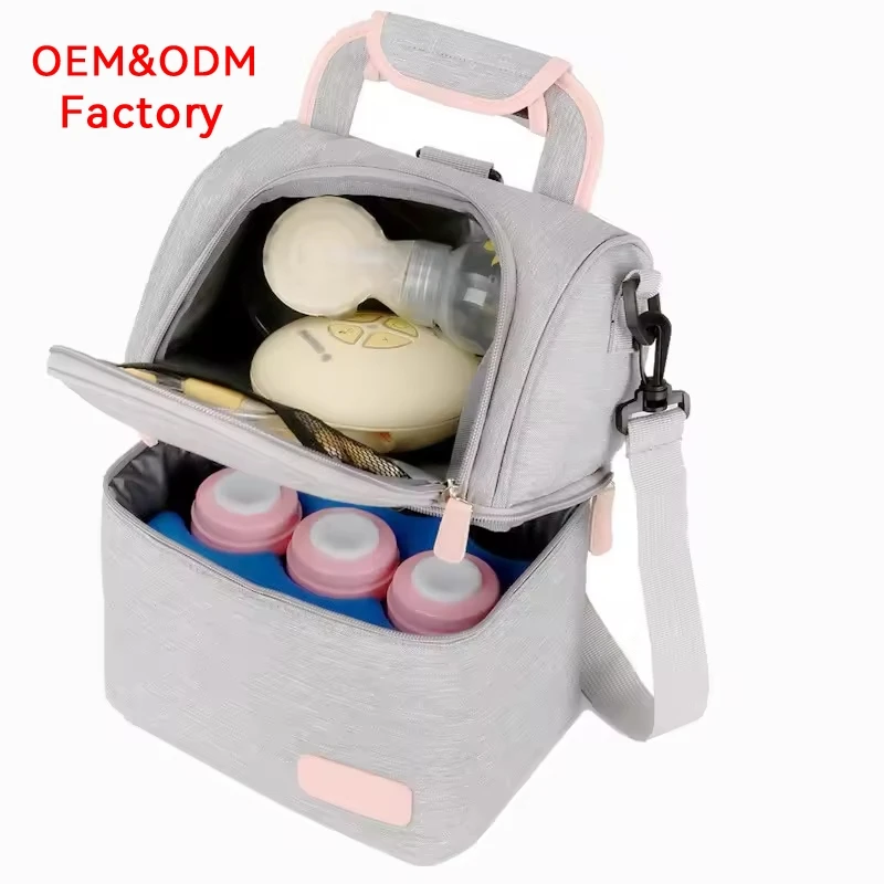 Lightweight Breastmilk Cooler Tote Bag Double Layer Insulated Breast Pump Custom Baby Bottle Breast Milk Cooler Bag