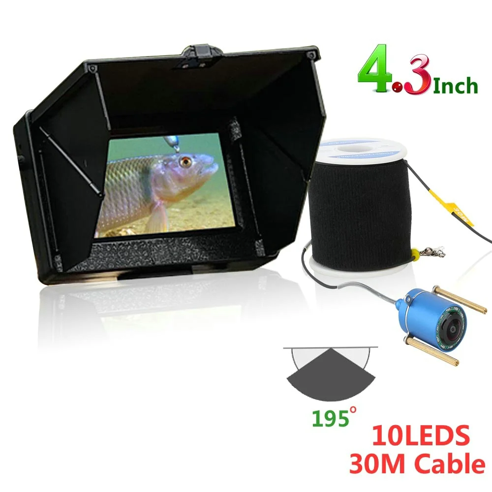 4.3 Inch 30M Night Vision 1200TVL Ip68 Waterproof Fish Finder Underwater Fishing Camera 10PCS LED 195 Degrees for Lake Fishing