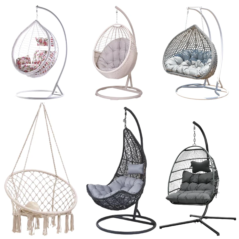 indoor rope rattan egg round balcony rock leisure double seat hang basket garden chair outdoor furniture patio swing with stand