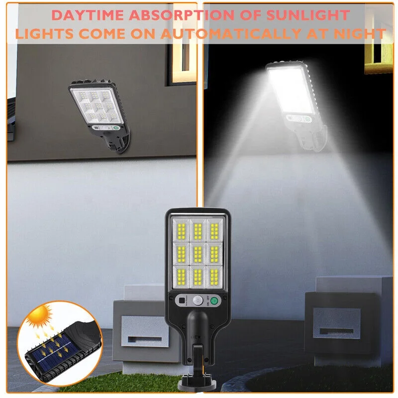 Solar Street Lights Outdoor Solar Lamp With 3 Light Mode Waterproof Motion Sensor Security Lighting for Garden Patio Path Yard