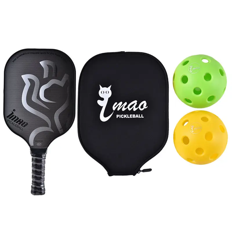 Beautiful useful Usapa Approved Raw Carbon Fiber 16Mm Graphite Anti-scrach Pickleball Paddle Set with racket colors balls