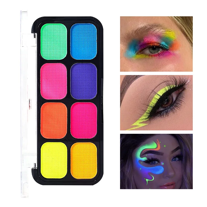 8 Colors Fluorescent Face Color Fluorescent Body Paint Halloween Fans Luminous Water Soluble Face Pigments Wholesale
