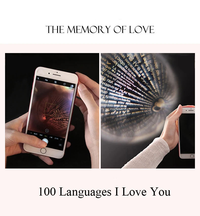 100 Languages I Love You Projection Jewelry Pendant Necklace For Couple Love Memory Projection trendy Necklace