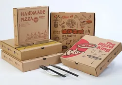Cheap Custom Printed Personalised All Size 9 10 11 12 14 18 Inch Corrugated Kraft Paper Fries Burger Pizza Boxes