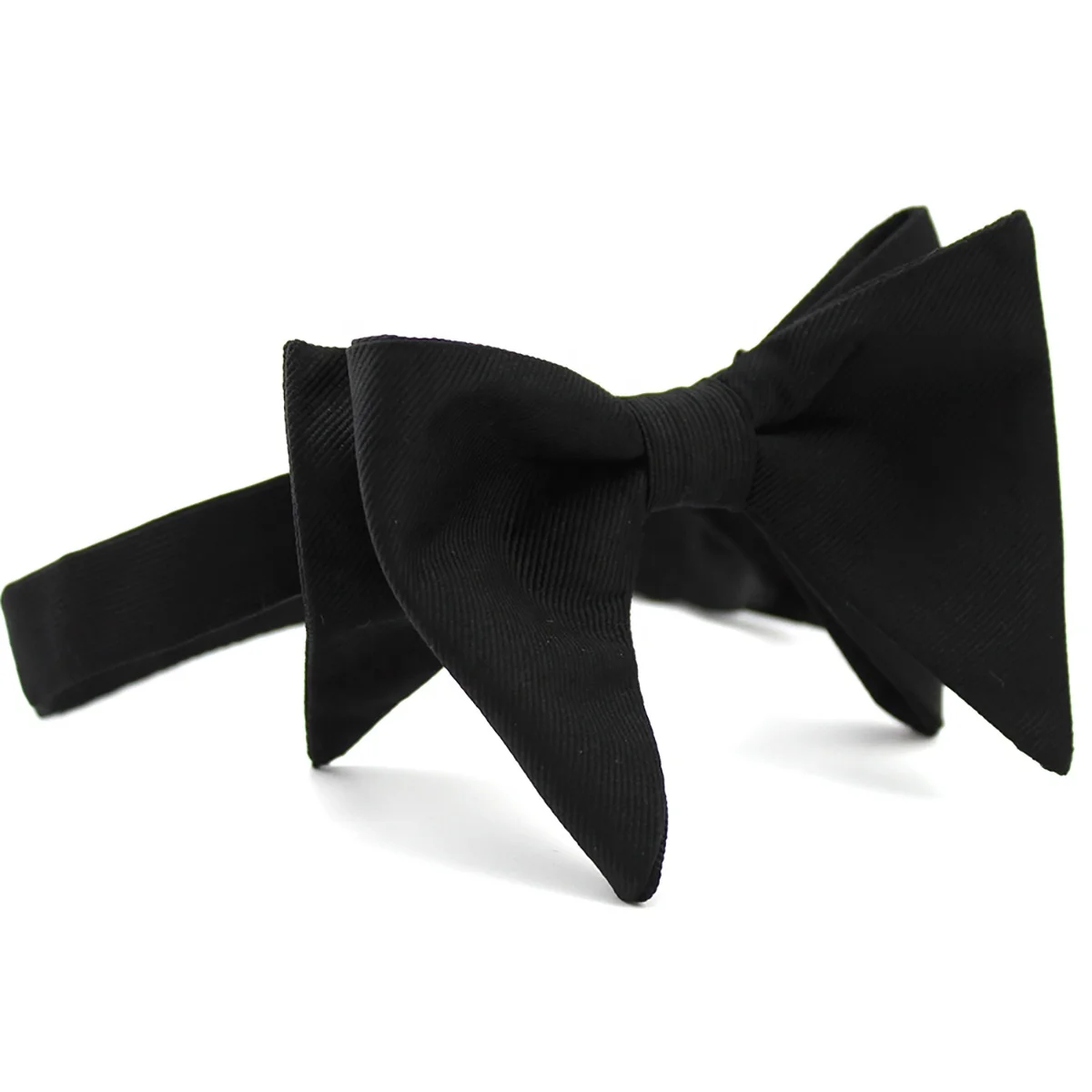 Noeud Papillon ручной работы роскошные чистого шелка с большим декоративным бантом партии Repp сплошной цвет черный Pretied Регулируемый больших размеров для мужчин есть большие галстуки