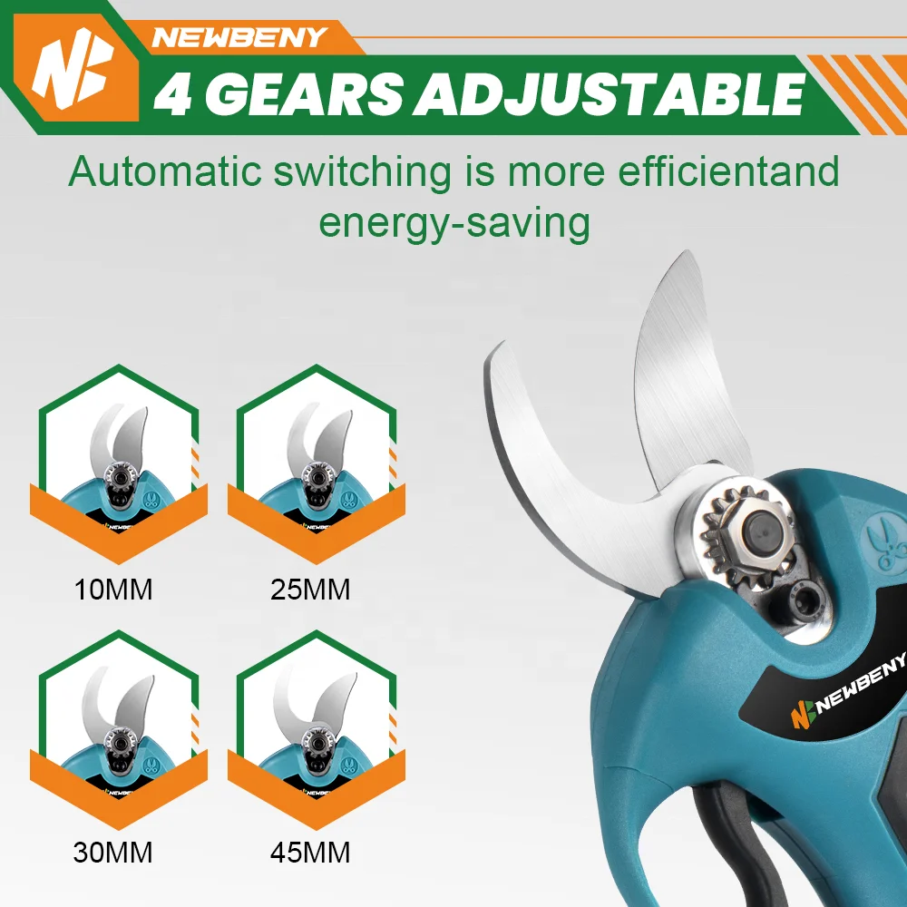 45mm Brushless Electric Pruner 4 Gears Cordless Handheld Orchard Shrub Pruning Tree Branches Cutter