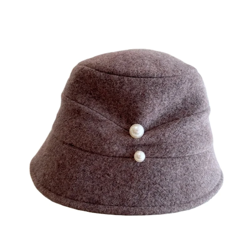 fashion new winter Women Slouchy Beanie bucket Hat 100% Merino wool knitted Baggy Slouch Skull hats cap with pearls