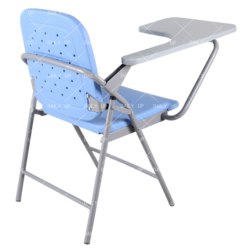 Office Conference Room Chair Upholstered PU Seat Chair with Wooden Writing Board Folding Cushion Chair