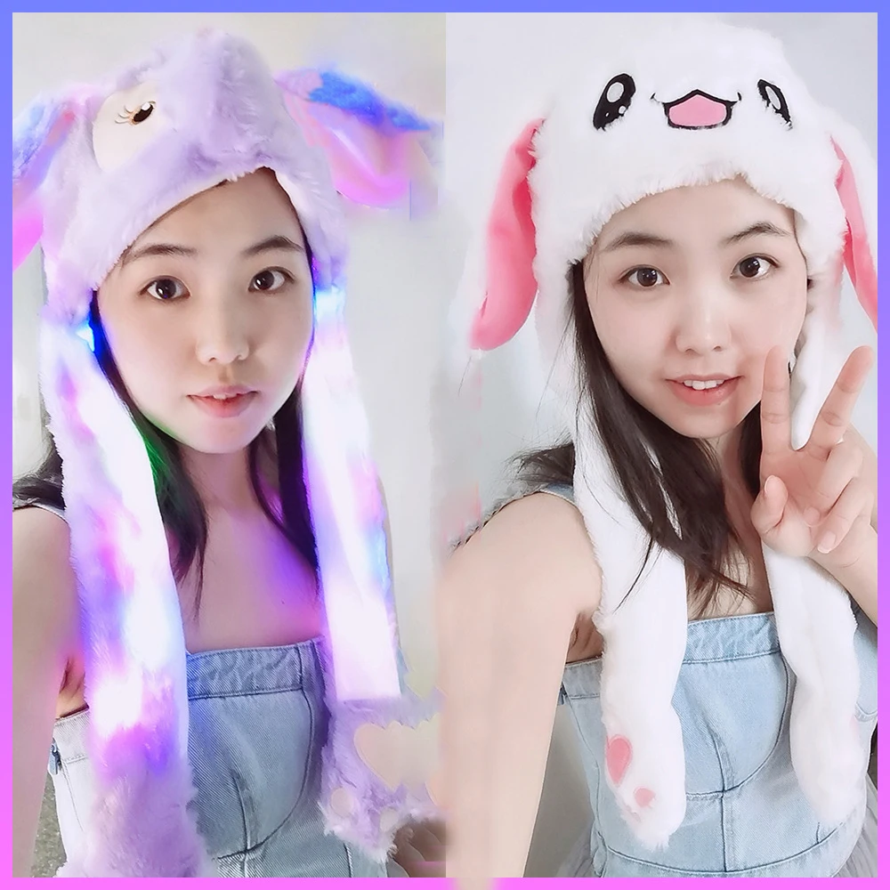 Soft Hand Pinching Plush Moving Gift Funny Toy Girls Cartoon Rabbit Ear Jumping Up Baby Cute Bear Winter Women