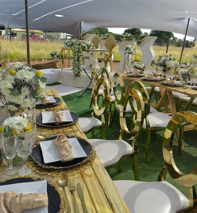 High back leather cushion stainless steel elegant dining banquet chairs events gold oval back wedding chairs