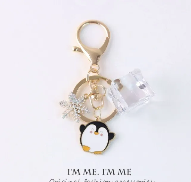 Wholesale Alloy Polar Bear Penguin Iceberg Snow Oil Dripping Metal Keychains