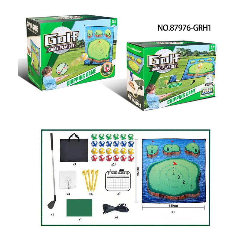 2024 Newest Custom Pattern Kids Golf training Chipping Mat Toy Set With Multiple parts