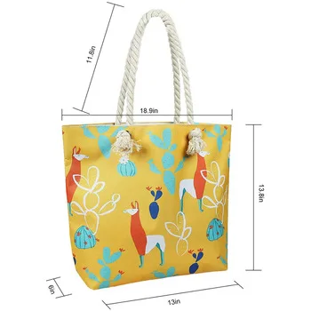 
2020 Large capacity reusable cute cartoon animal prints young ladies tote bag wholesale 