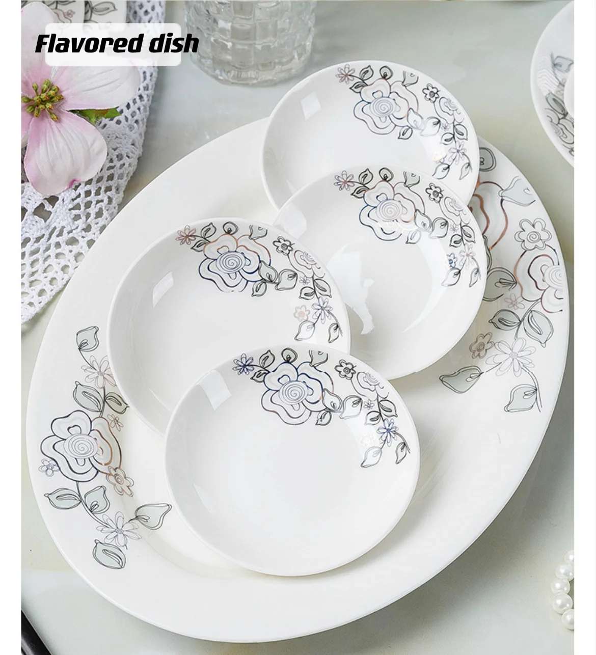 Частная торговая марка Jinyun фарфоровая посуда из костяного фарфора 56 шт. подарочные фарфоровые керамические тарелки наборы посуды