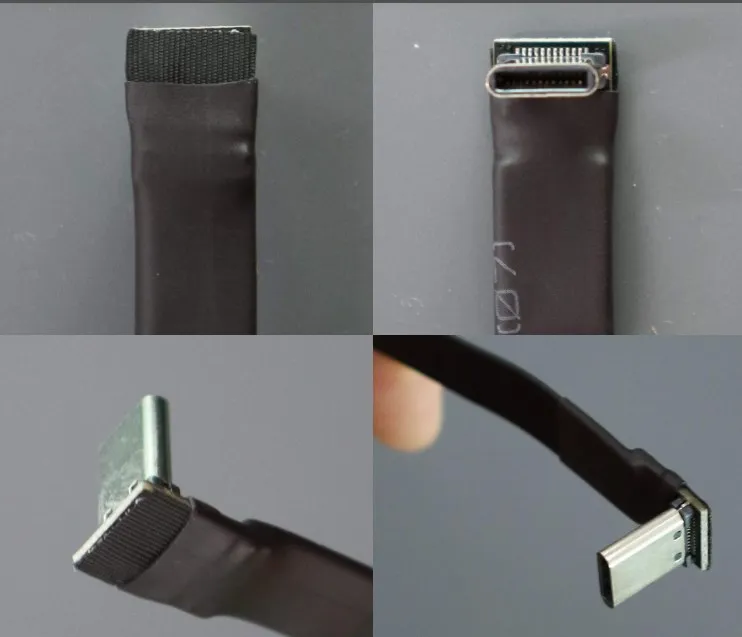 USB 3.1 Type C to Type C Extension Cable 90 Degree Adapter FPC FPV Ribbon Flat USB C Cable 3A 10Gbps EMI Shielding