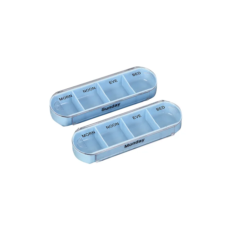 custom logo food grade PP large capacity Weekly Pill Organizer 4 Times a Day 7 Day Pill Box
