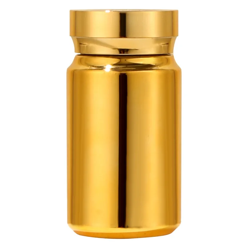 Wholesale Customization80 100 120 175 210ml PET Plastic Golden and silvery Surface Medicine Packaging Pill Powder Capsule Bottle