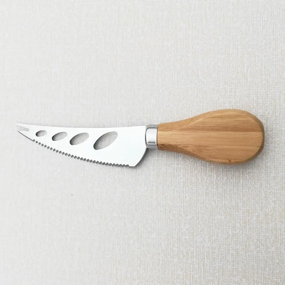 Ready to ship bamboo handle cheese cutter stainless steel cheese knife set
