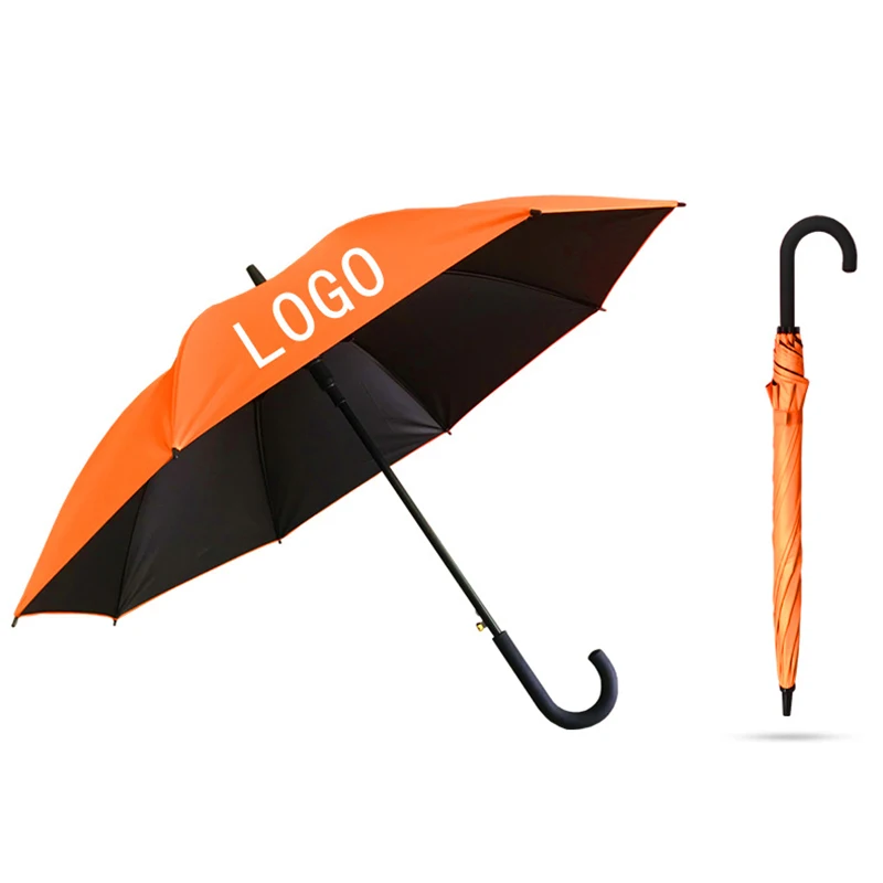 Yubo 23 inch auto open hand close black coating UV protection company advertising custom logo promotional straight umbrella