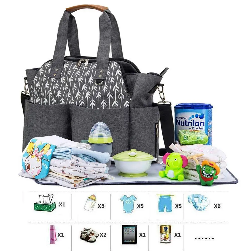 Newborn diaper bag Single shoulder bag printed geometric mom and child travel outdoor mom bag wholesaler