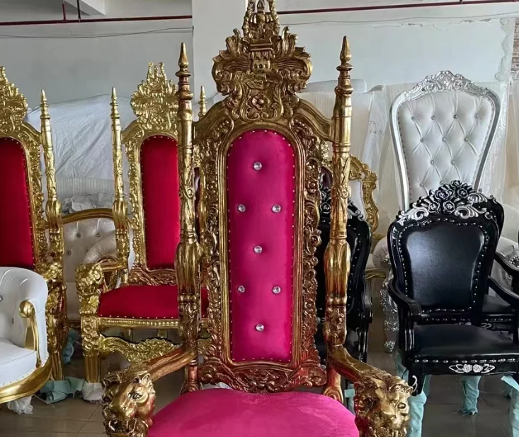 Luxury Wedding Furniture Gold Wedding Lion King Throne Chair