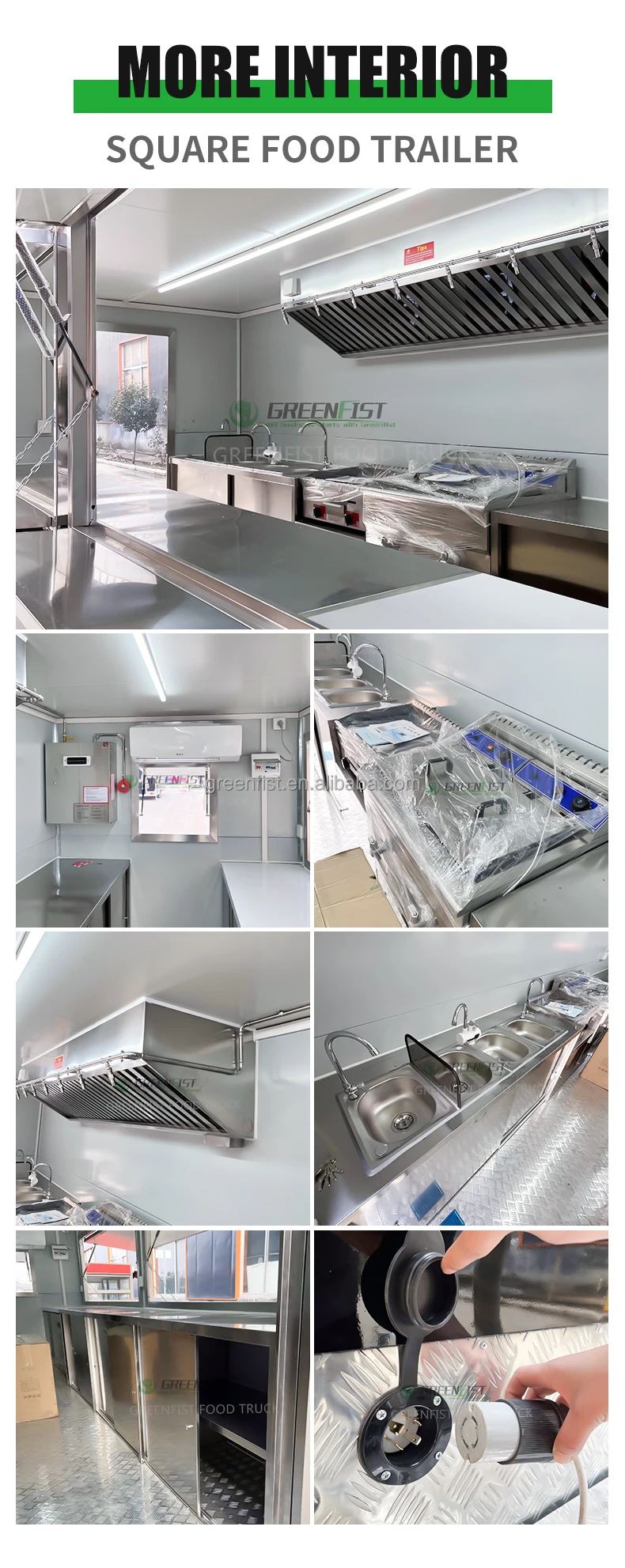 14ft Square Food Truck Hot Dog Pizza Coffee Ice Cream Mobile Fast Airstream Food Trailer Luxury Customized Mobile Restaurant