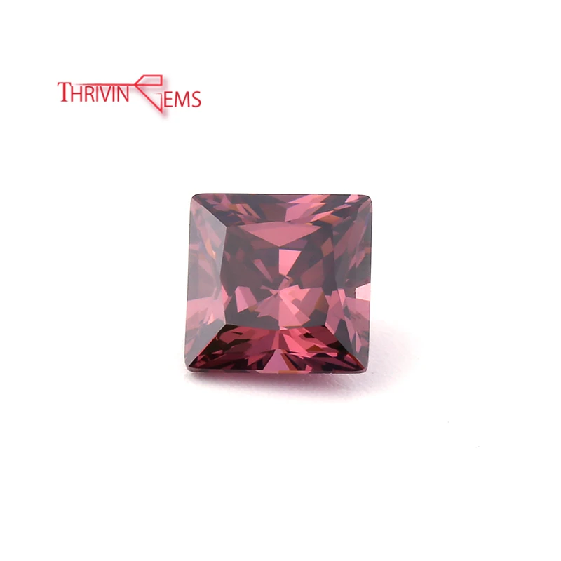 Thriving Gems AAAAA CZ Stone Square Shape 1 Carat Diamond Rhodolite Color Cubic Zirconia For Jewelry