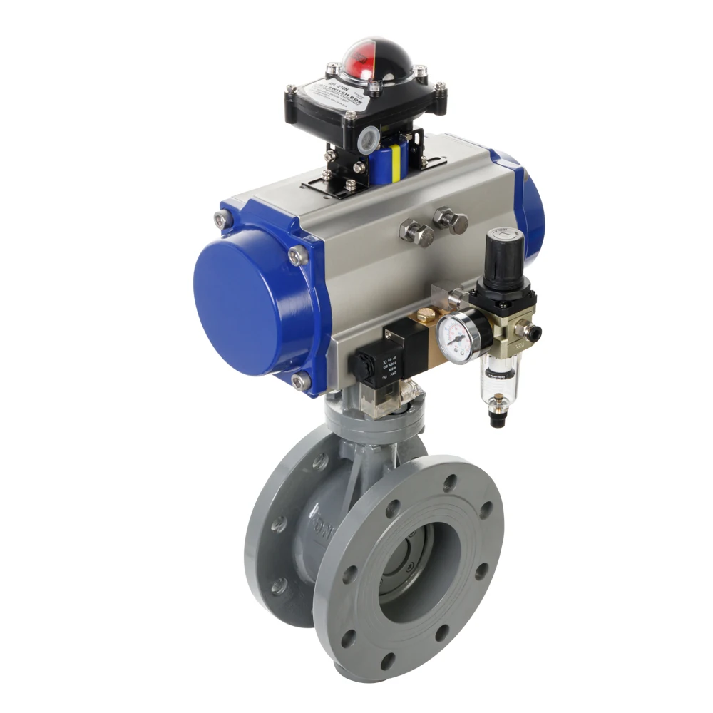 PN20 Cast Iron EPDM Flange Pneumatic butterfly Valve with Double Acting(4~20mA Electro Pneumatic Positioner Optional)