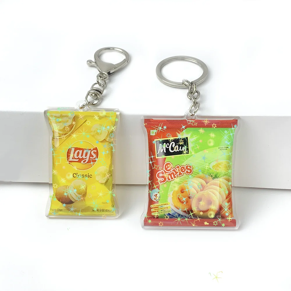 Bulk Custom Holographic Epoxy Acrylic Promotional Gifts Custom Personalized Printing Acrylic Keychain Charm