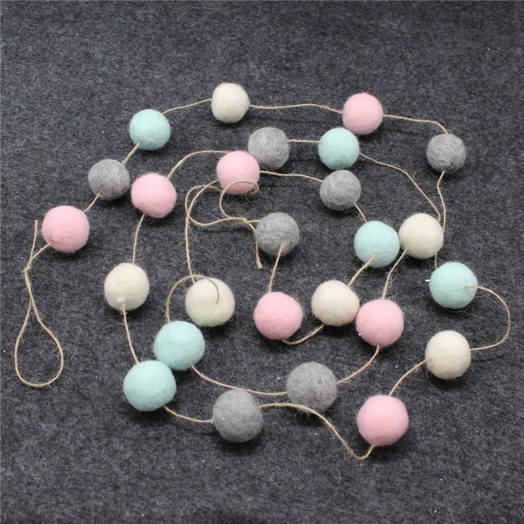 Wholesale colourful felt ball garland for Christmas Decoration