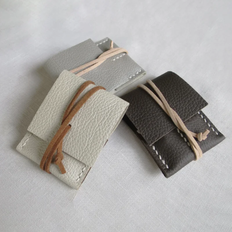 Genuine Leather Sewing Kit Storage Bag Minimalist Knitting Needle Organizer Portable Card Holder Wallet