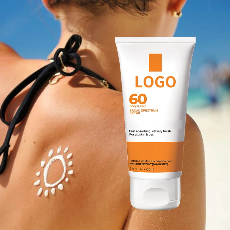 Custom Logo Organic SPF 60 UV Sunblock Whitening Moisturizing Sun Solar Cream Skin Protection Face Sunscreen Lotion