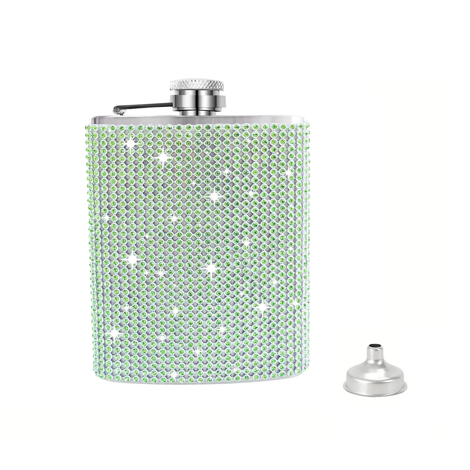 Luxury Shining Bling Rhinestone Hip Flask 6oz/8oz Diamond Crystal Whiskey Stainless Steel Mug Vacuum Insulated Beer Pot