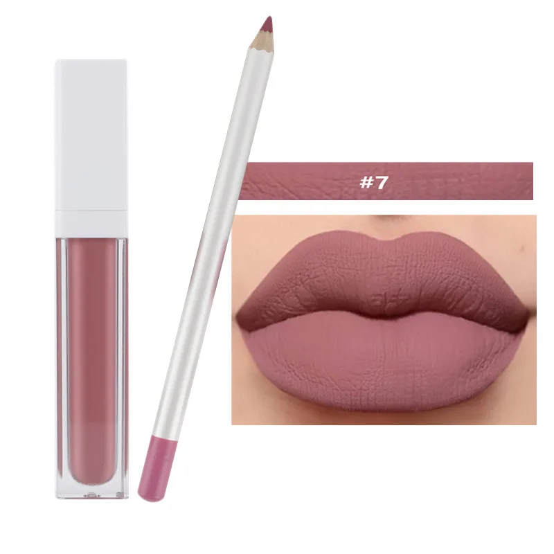 Wholesale 17 colors brown lip liner and lip gloss set matte waterproof lipstick lip liner private label