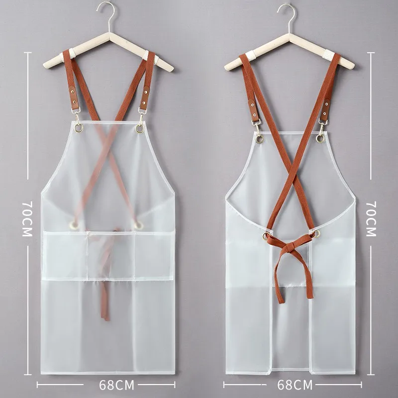 New Fashion Apron Wholesale Waterproof And Oil-proof Suspenders Overalls Household Kitchen Apron TPU Coveralls Custom Logo