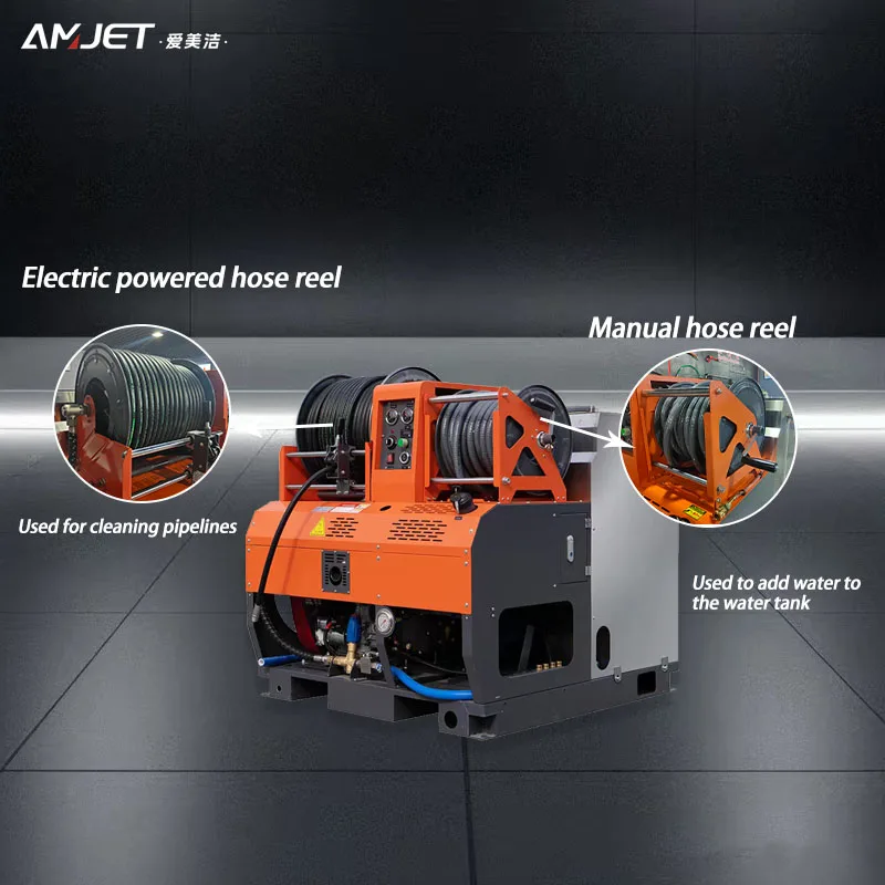 AMJET 180 бар 65 л/мин 14-дюймовый бензиновый двигатель бытовой слив канализации и очиститель труб подходит для промышленной очистки