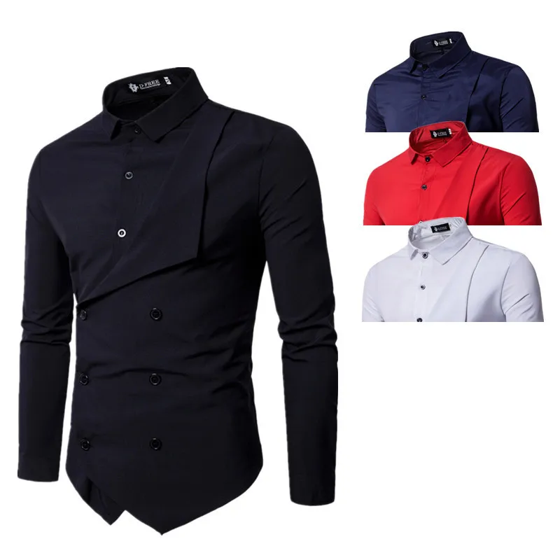 4 Colors High Quality Custom Long Sleeve Turn-down Collar Shirt Sesigns For Men
