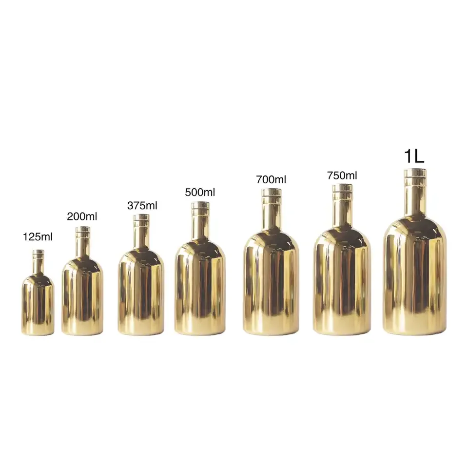 200ml 500ml 750ml 1000ml transparent round empty glass liquor wine Whisky Vodka tequila bottle with sealed cork lid