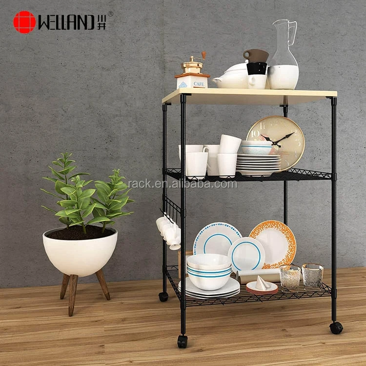 modern kitchen furniture 2 tier cargo transport good trolley rack,outdoor kitchen metal serving cart for sale