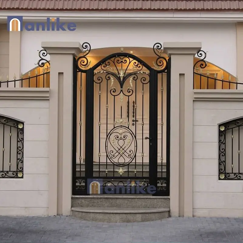 Anlike Luxury Villa Garden Driveway Main Grill Gate Design Sliding Custom Entry Wrought Iron Gate For Home
