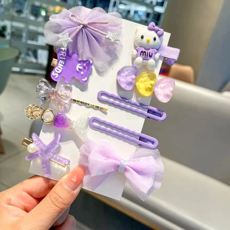 2023 Hot selling kids hairpin set 10pcs cartoon kids hair clips lovely hair clips for girls