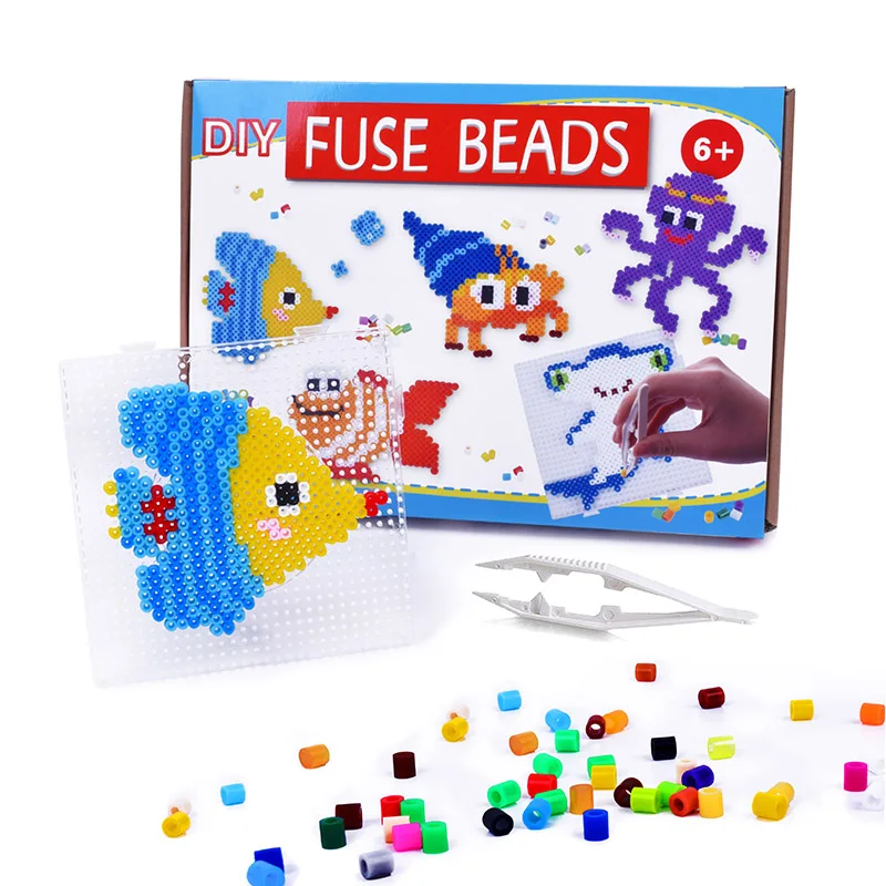 Kids Diy 24 Colors Ironing Beads Educational Toys Plastic 5mm Hama Fused Beads Fish Cartoon Patterns Perler Beads