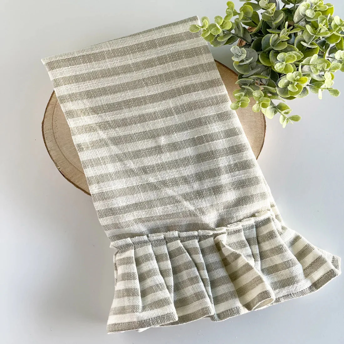 large vintage organic 100 french linen stripe ruffle kitchen napkins for uk