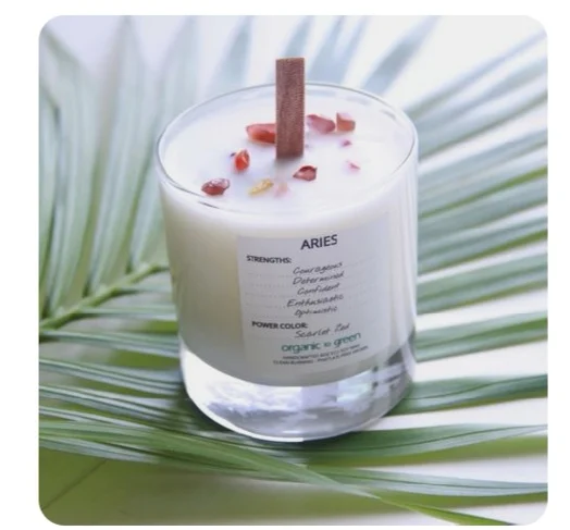 
classic glass Gem crystal healing soy wax scented candle luxury glass jar 