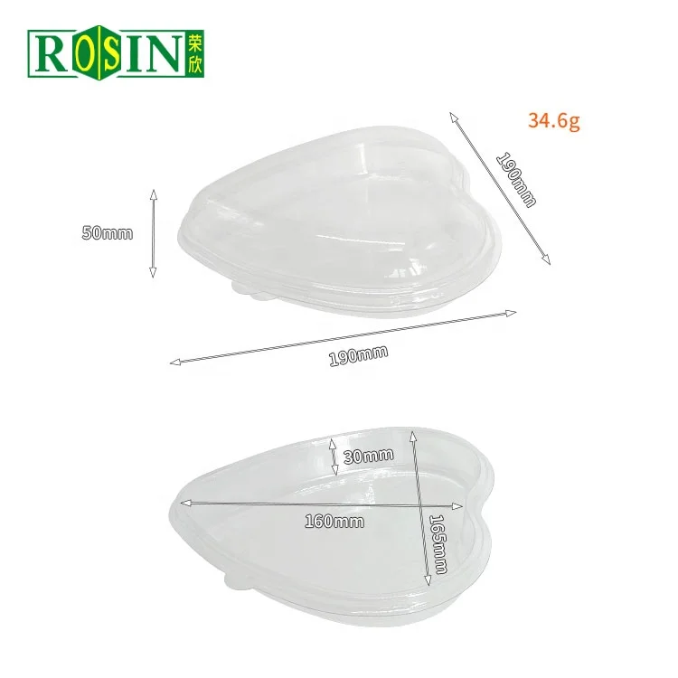 Disposable Clear Heart Plastic Packaging Box Heart Shape Plastic Containers With Lid